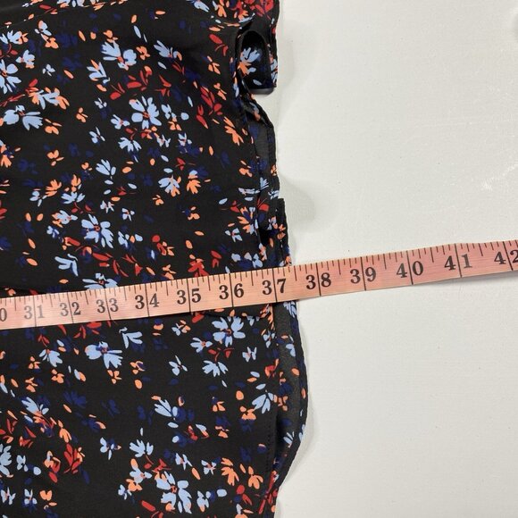 Parker Dress Womens Large Black Floral Mini Smocked Cap Sleeve Shift Flutter NEW - Picture 11 of 12